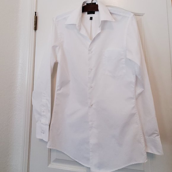 MEN'S ARROW WHITE FITTED DRESS SHIRT 14 1/2 - Picture 2 of 8